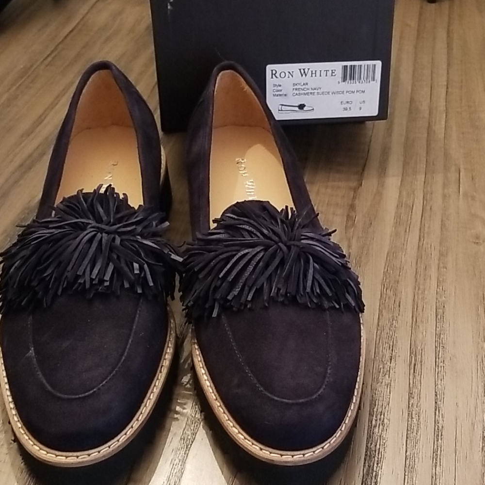 Ron White French Navy Fringed Loafer